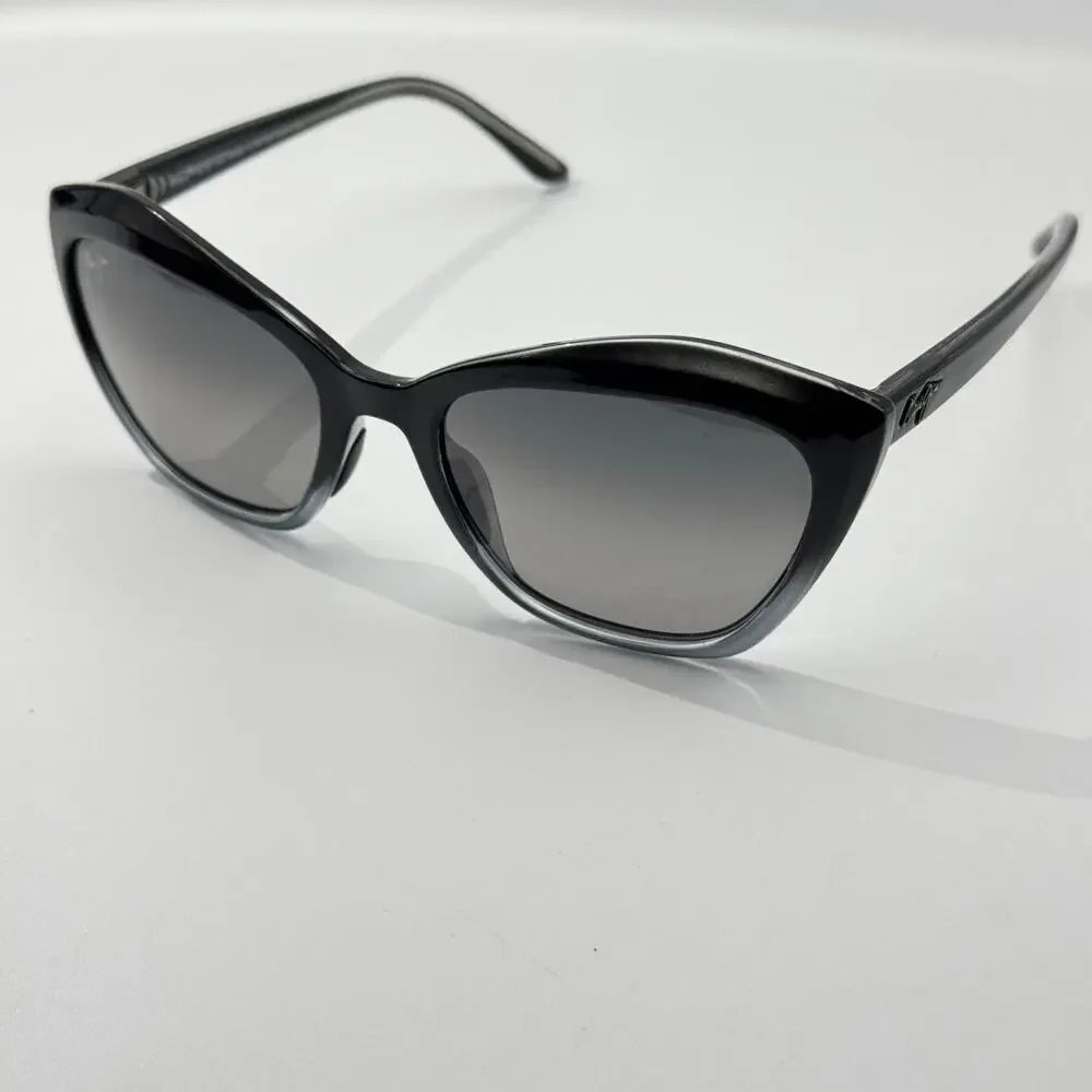 Maui Jim Sunglasses Lotus STG-SG MJ827-02J Black Cat Eye Frame Gray Gradient